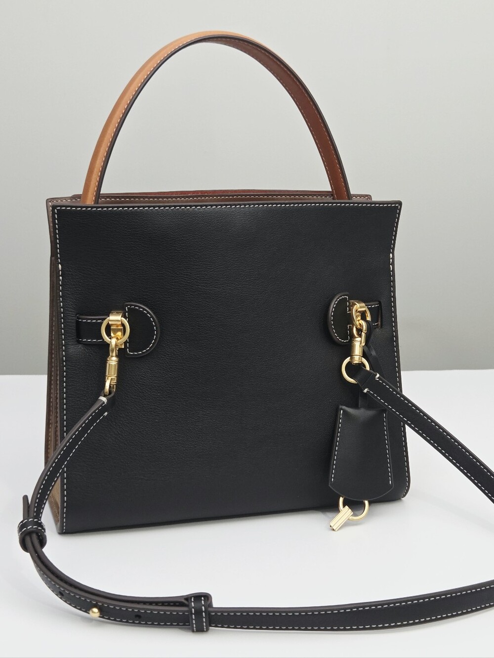LIKE NEW TORY BURCH LEE RADZIWILL SMALL DOUBLE BAG - BLACK - Picture 8 of 15